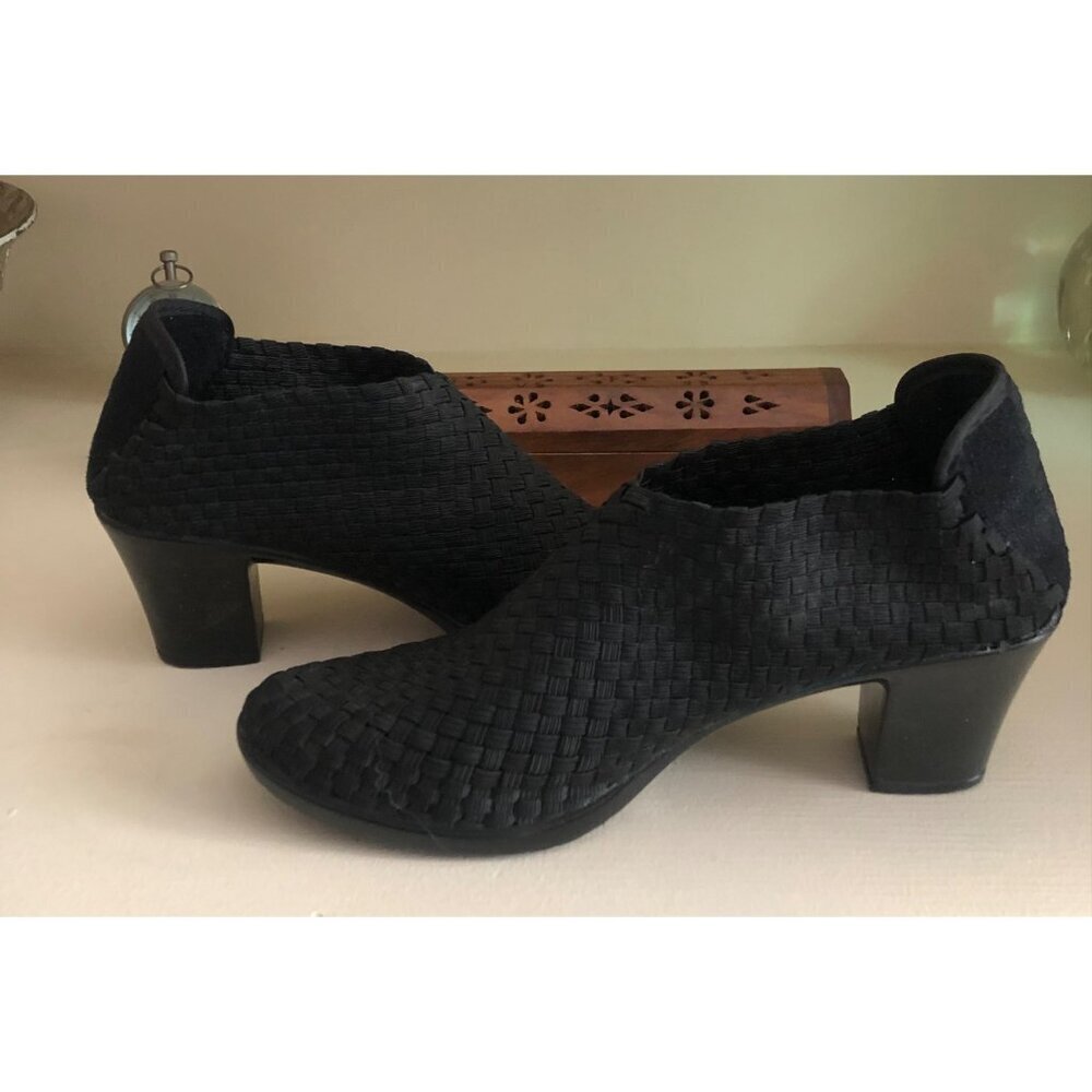 Woven Black Ankle Boots With Block Heel By White Mountain Women's Size 10 - Picture 8 of 10